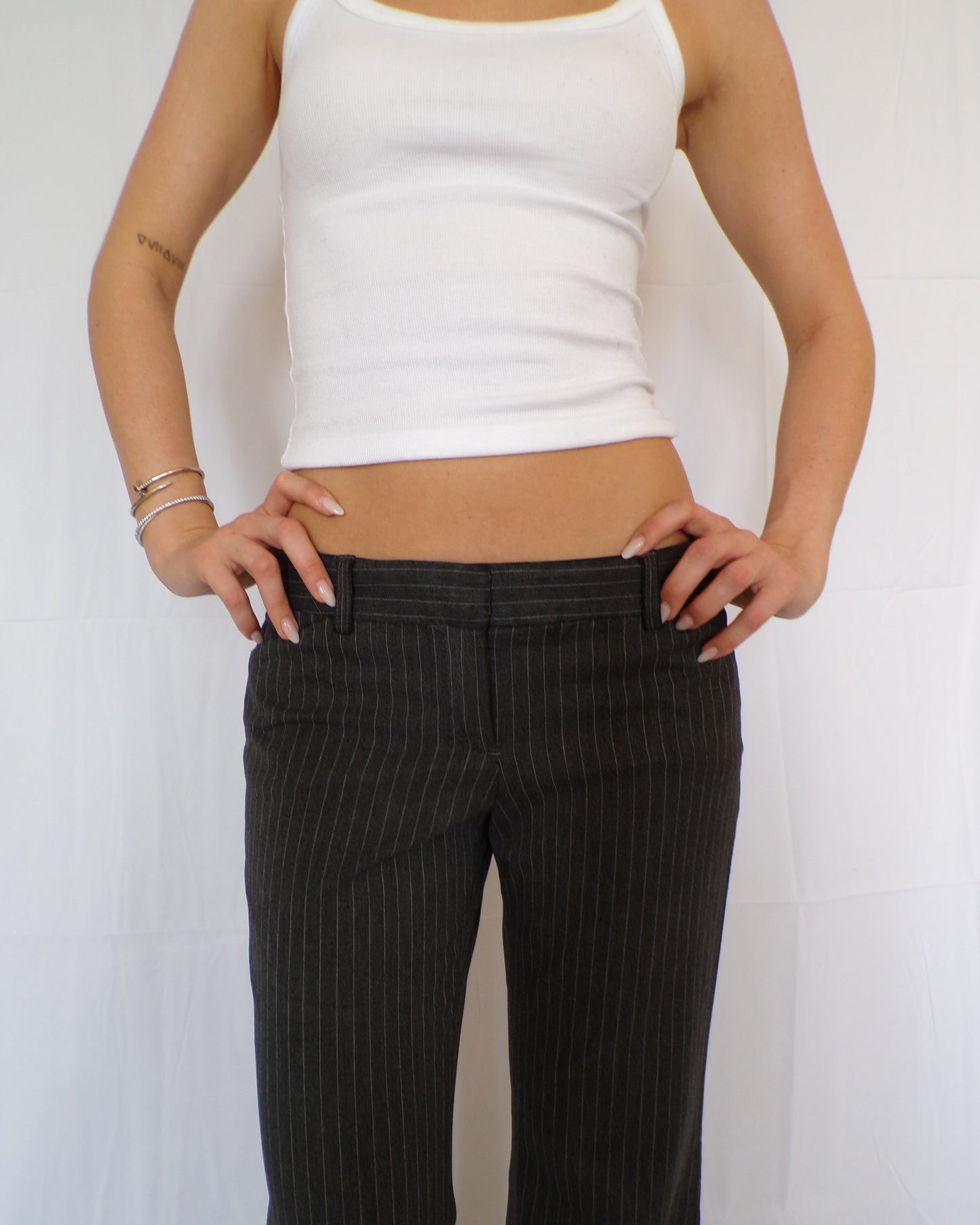 Low Rise Pinstripe Trousers