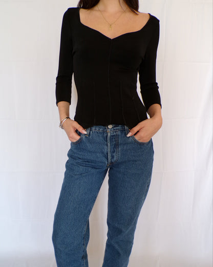 Black Quarter Sleeve Top