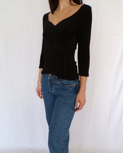 Black Quarter Sleeve Top