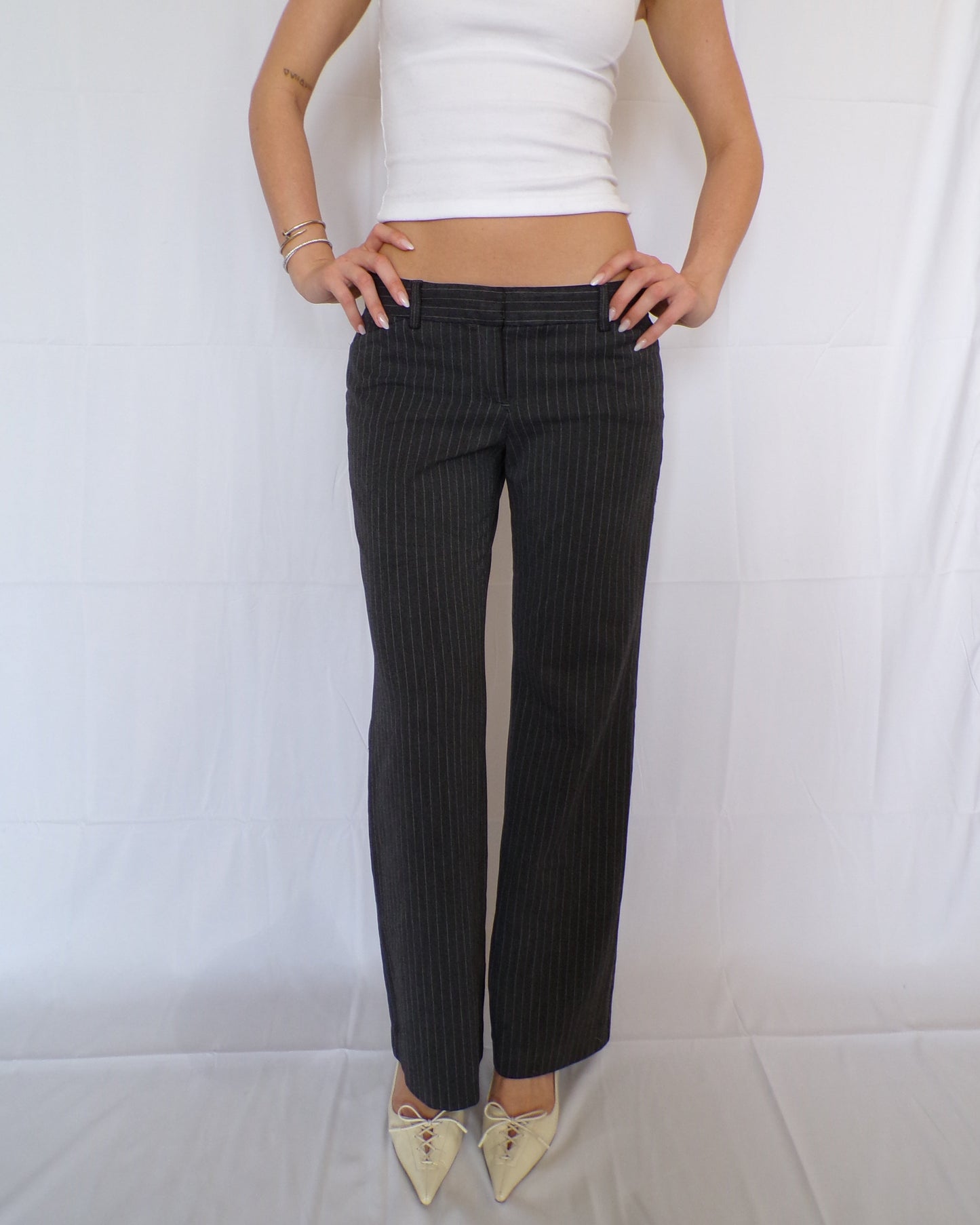 Low Rise Pinstripe Trousers