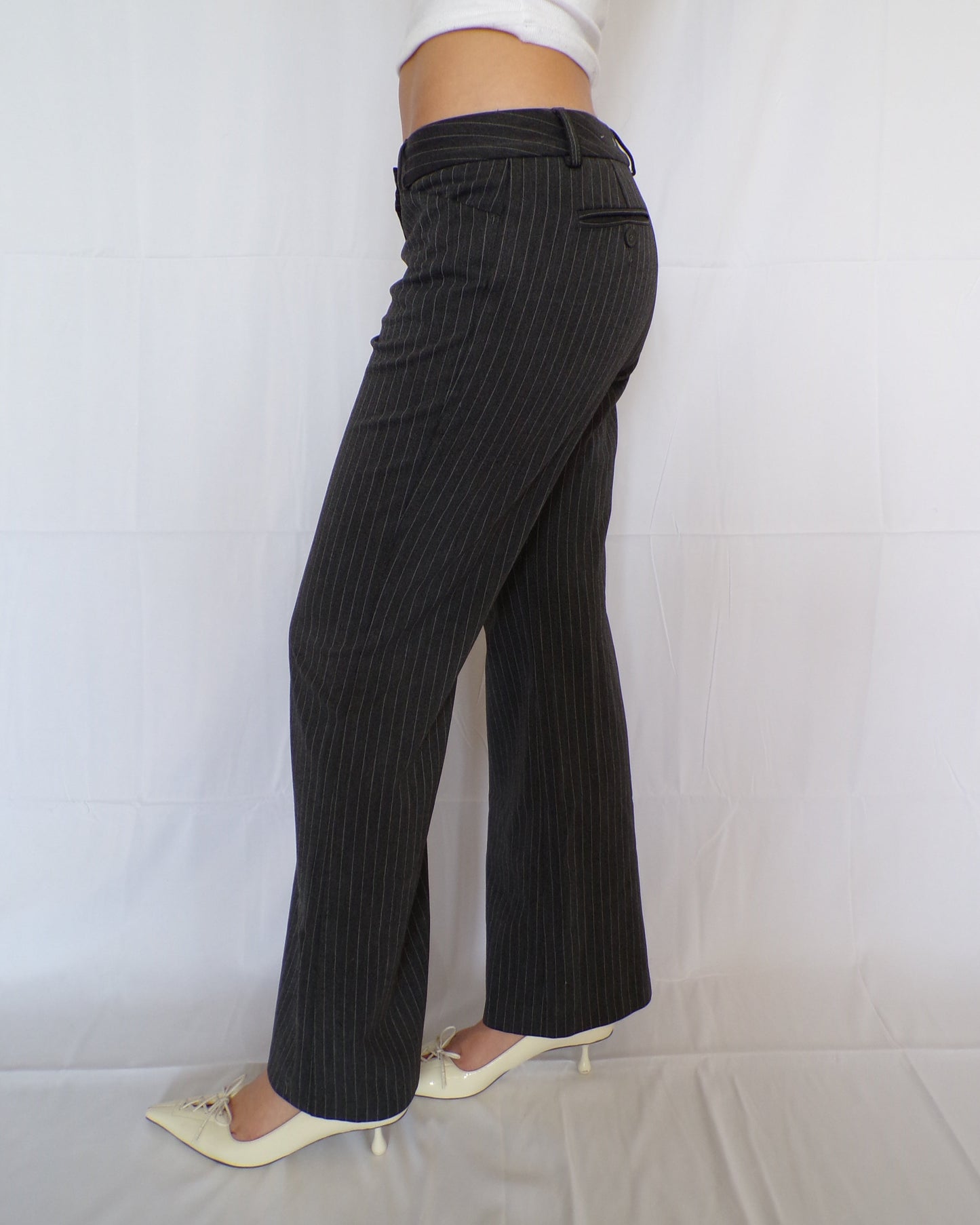 Low Rise Pinstripe Trousers