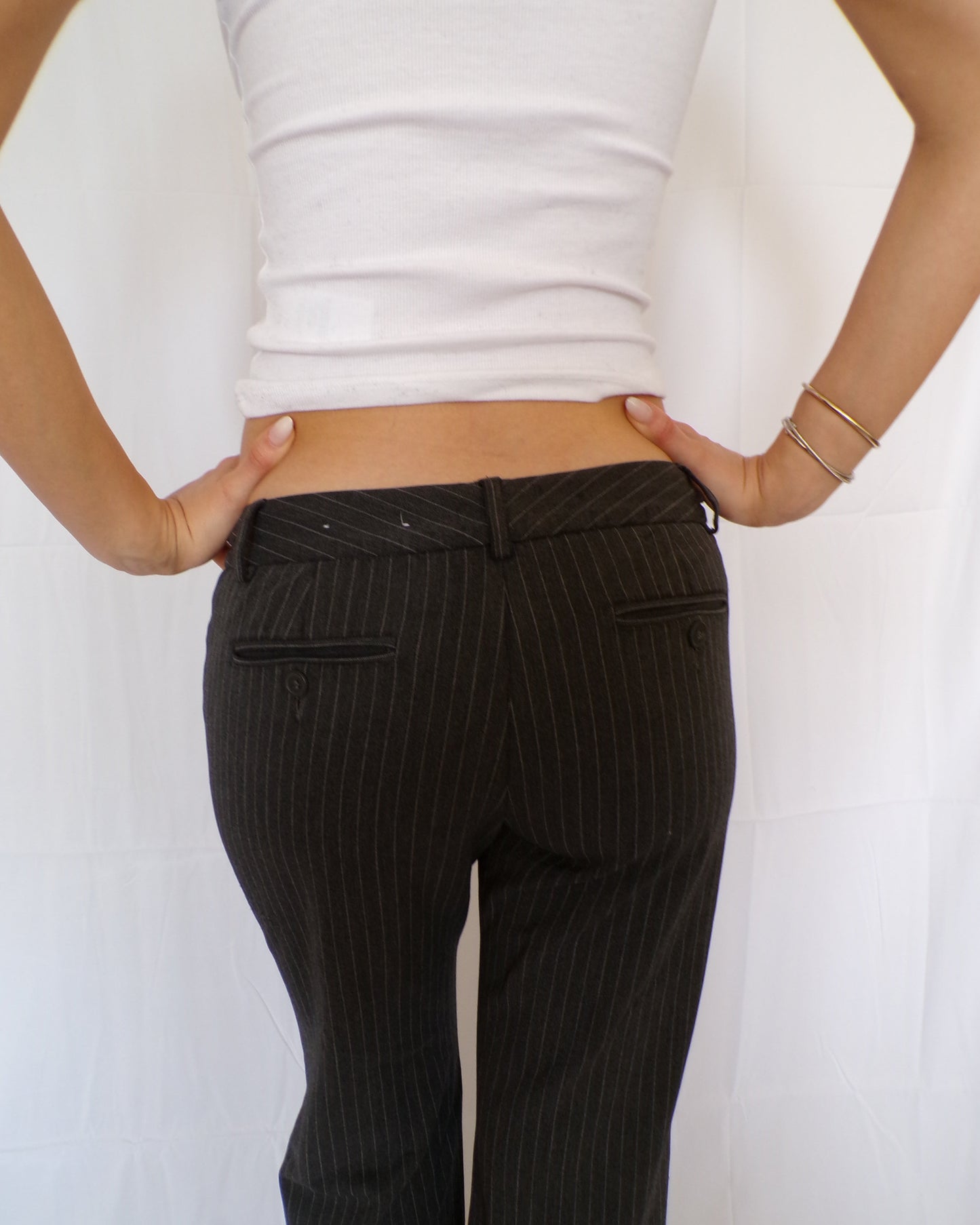 Low Rise Pinstripe Trousers