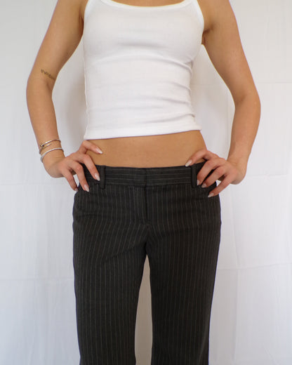 Low Rise Pinstripe Trousers